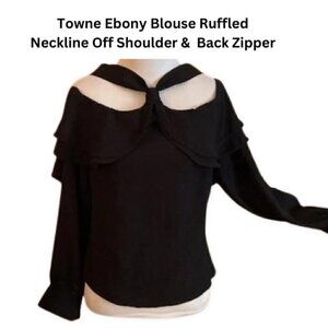 Towne Black Off Shoulder Long Sleeve Blouse Large